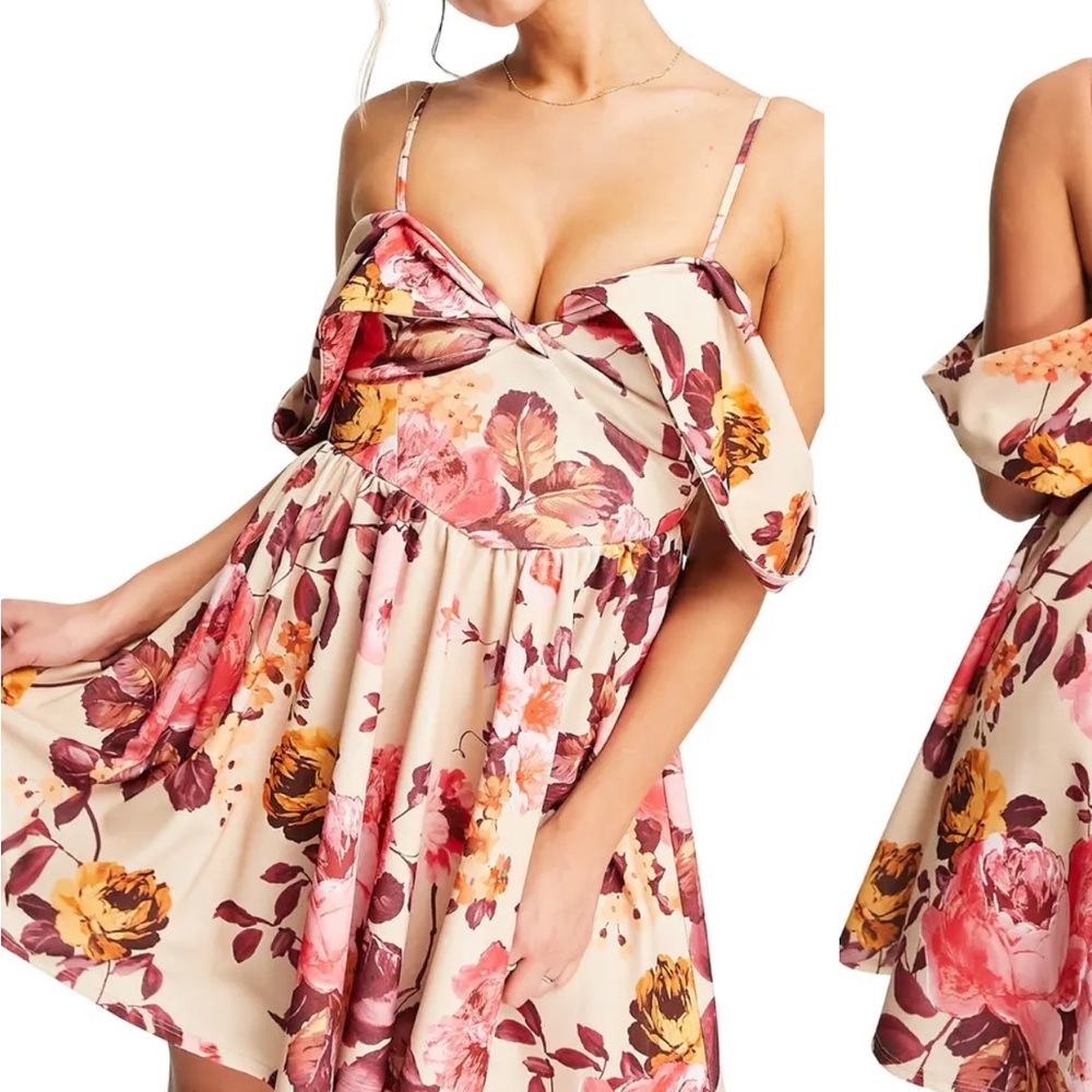 NWT - ASOS DESIGN - Cold Shoulder Floral Mini Dress